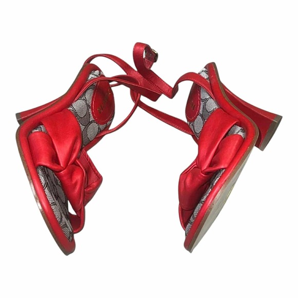 Coach Quincey Sandals Leather Knot Ankle Strap Block Heels Open Toe Size 7 NEW - Picture 9 of 11